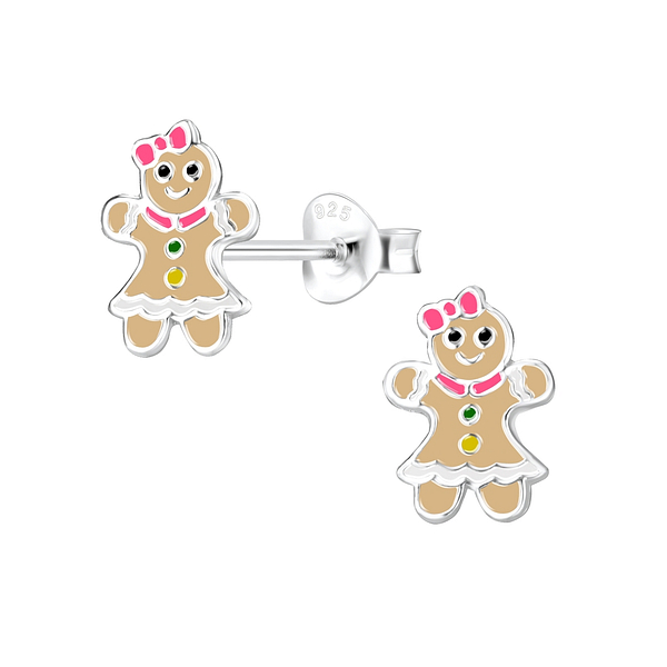 Wholesale Sterling Silver Gingerbread Ear Studs - JD9664