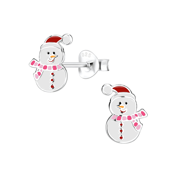 Wholesale Sterling Silver Snowman Ear Studs - JD8444