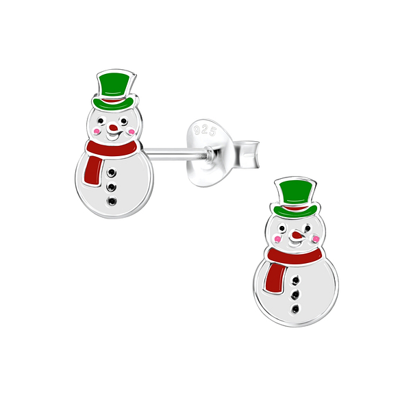 Wholesale Sterling Silver Snowman Ear Studs - JD8447