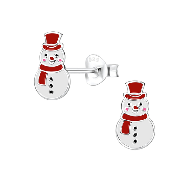 Wholesale Sterling Silver Snowman Ear Studs - JD9670