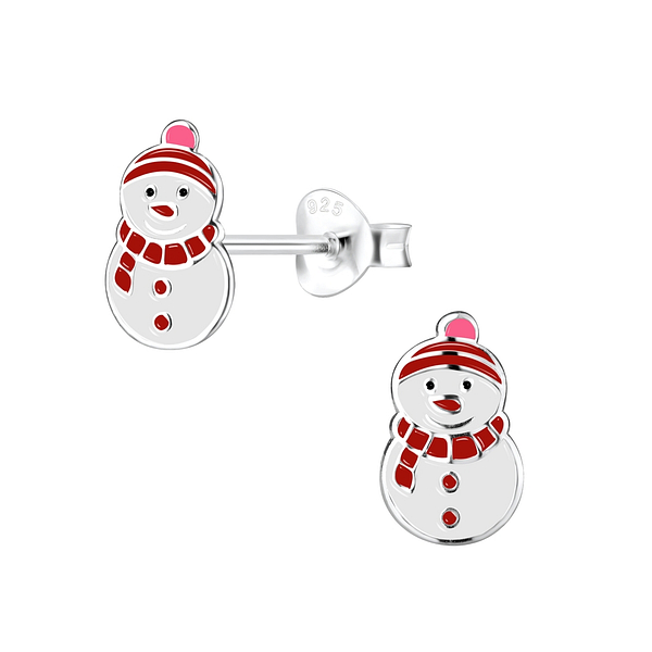 Wholesale Sterling Silver Snowman Ear Studs - JD8448