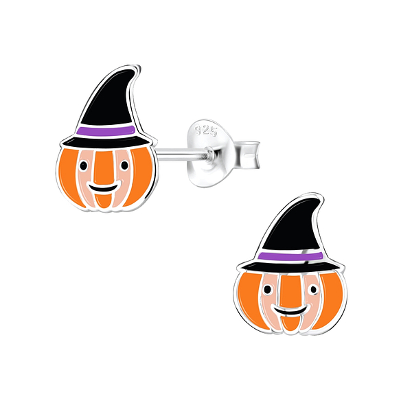 Wholesale Sterling Silver Pumpkin Ear Studs - JD9583