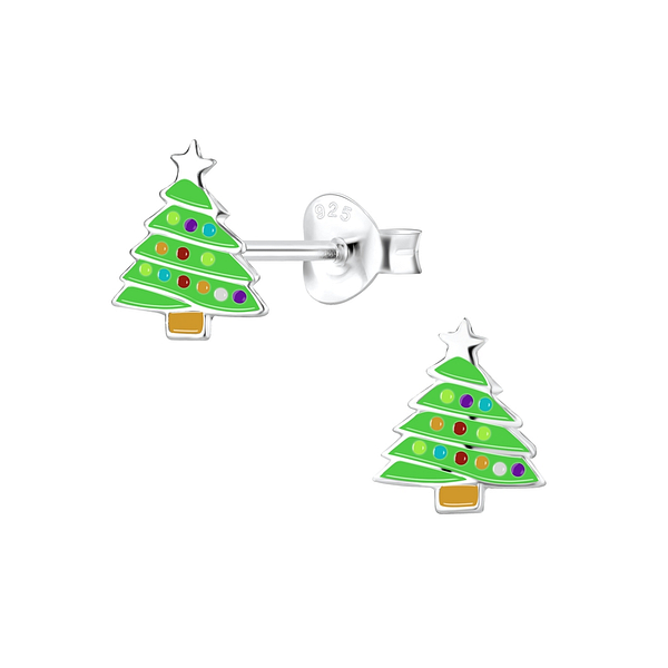Wholesale Sterling Silver Christmas Tree Ear Studs - JD9676