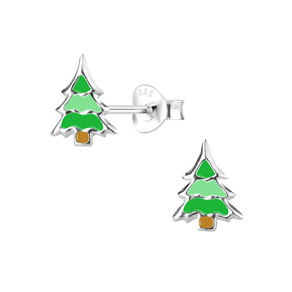 Wholesale Sterling Silver Christmas Tree Ear Studs - JD9677
