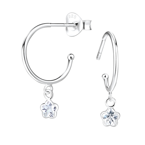 Wholesale 4mm Flower Cubic Zirconia Sterling Silver Ear Studs - JD5550