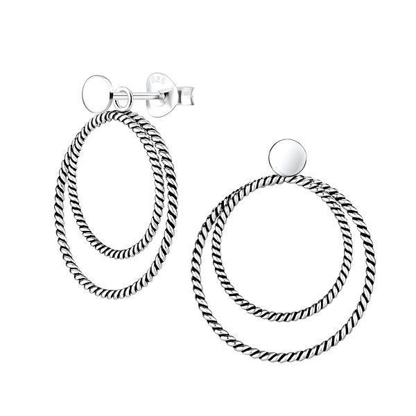 Wholesale Sterling Silver Twisted Circle Ear Studs - JD5472