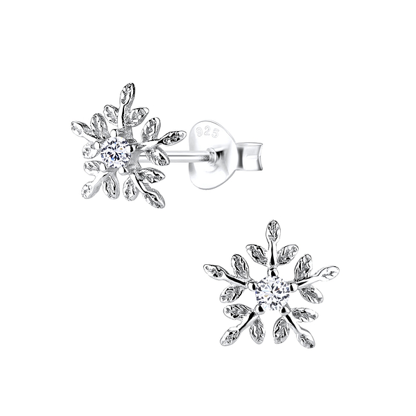 Wholesale Sterling Silver Snowflake Ear Studs - JD8707