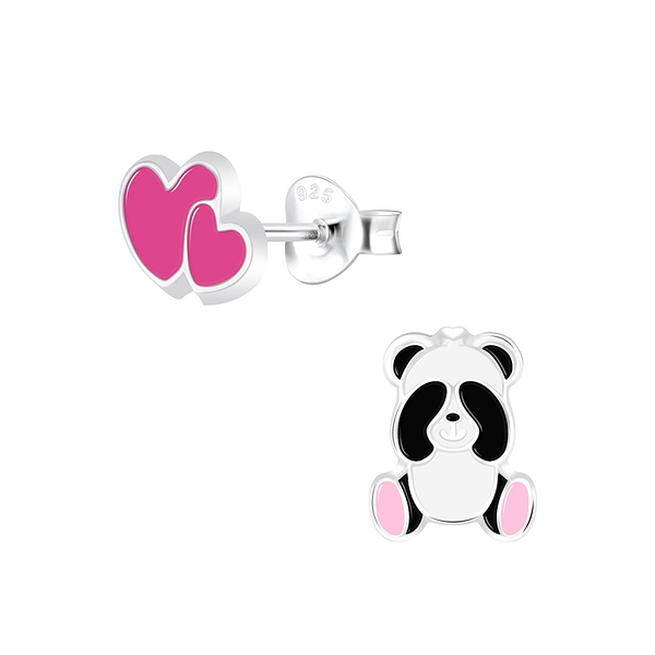 Wholesale Sterling Silver Panda Lovers Ear Studs - JD9952