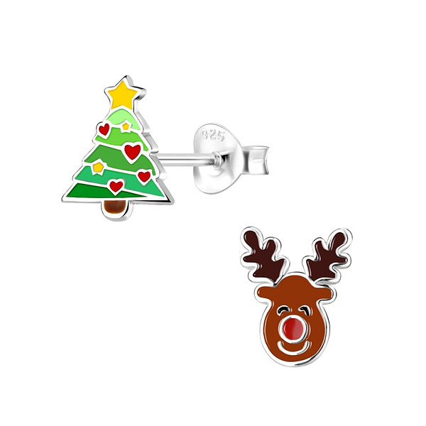 Wholesale Sterling Silver Christmas Holiday Ear Studs - JD9953