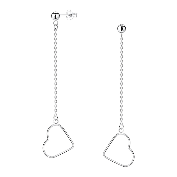 Wholesale Sterling Silver Ball Ear Studs with Hanging Heart - JD10268