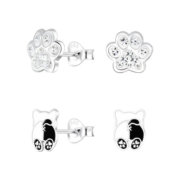 Wholesale Sterling Silver Dog Lovers Ear Studs Set - JD9966