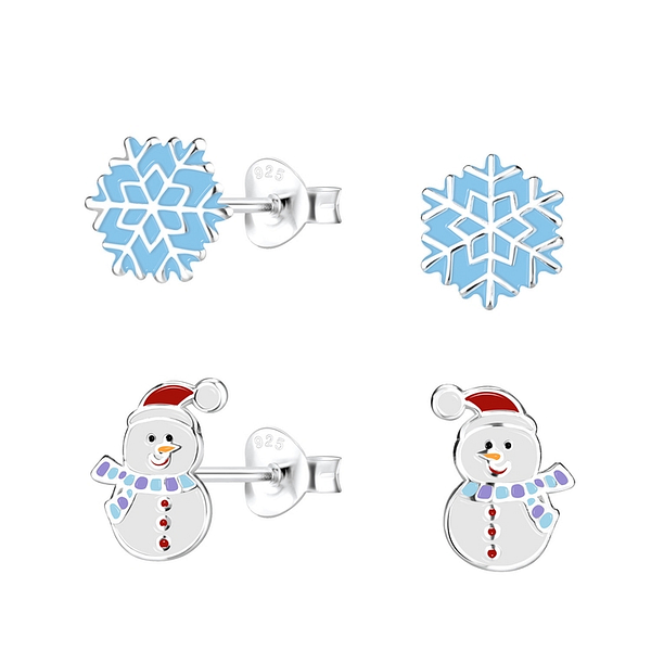 Wholesale Sterling Silver Christmas Holiday Ear Studs - JD9975