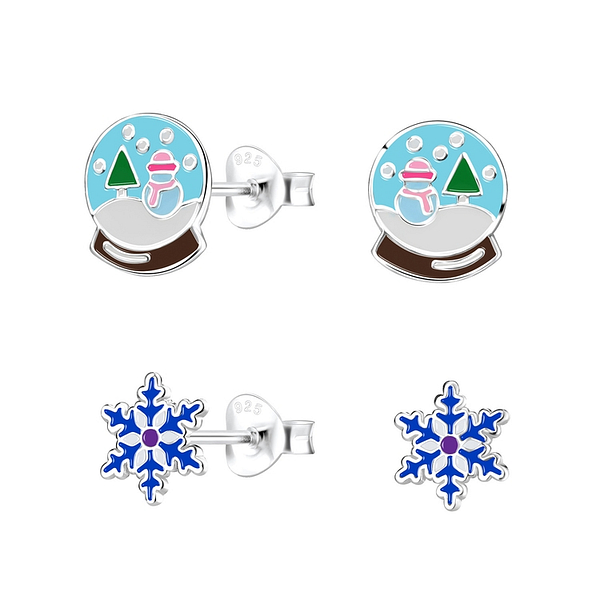 Wholesale Sterling Silver Christmas Holiday Ear Studs - JD9976
