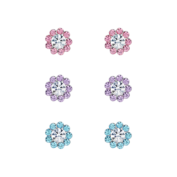 Wholesale Sterling Silver Flower Ear Studs Set - JD7710