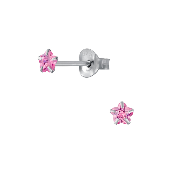Wholesale 3mm Flower Cubic Zirconia Sterling Silver Ear Studs - JD1343