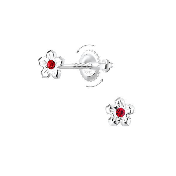 Wholesale Sterling Silver Flower Screw Back Ear Studs - JD7768