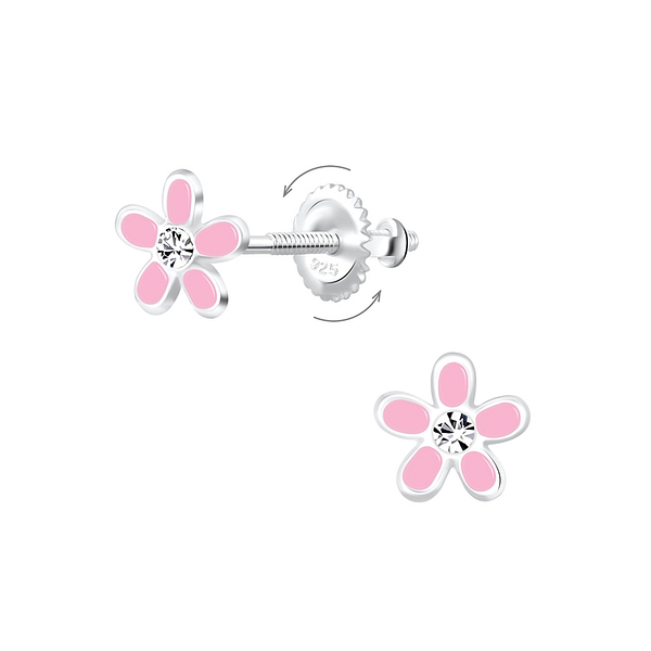 Wholesale Sterling Silver Flower Screw Back Ear Studs - JD6926