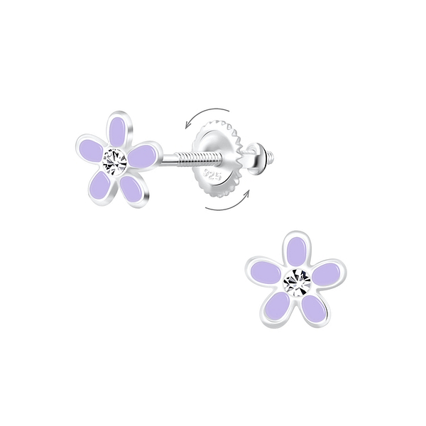 Wholesale Sterling Silver Flower Screw Back Ear Studs - JD9981