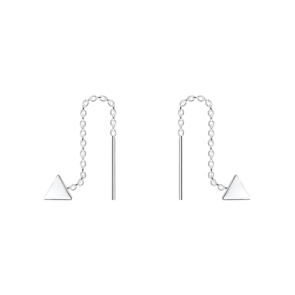 Wholesale Sterling Silver Thread Through Triangle Earrings - JD5523
