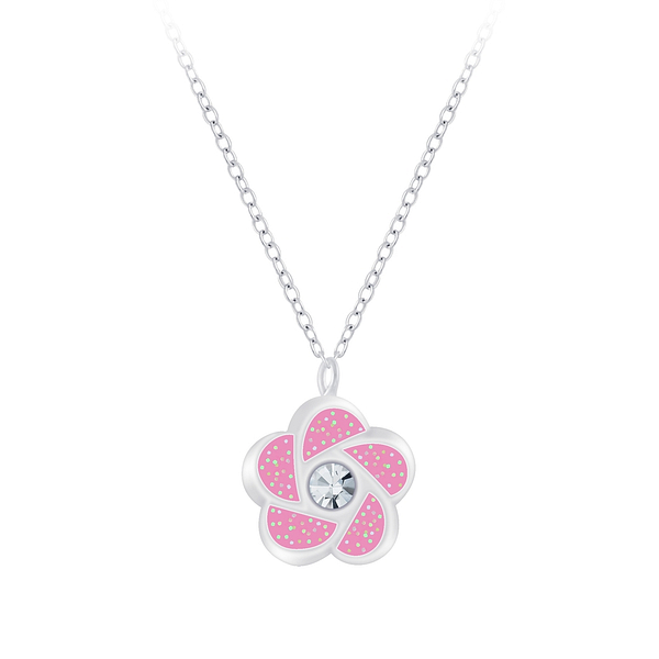 Wholesale Sterling Silver Flower Necklace - JD7376