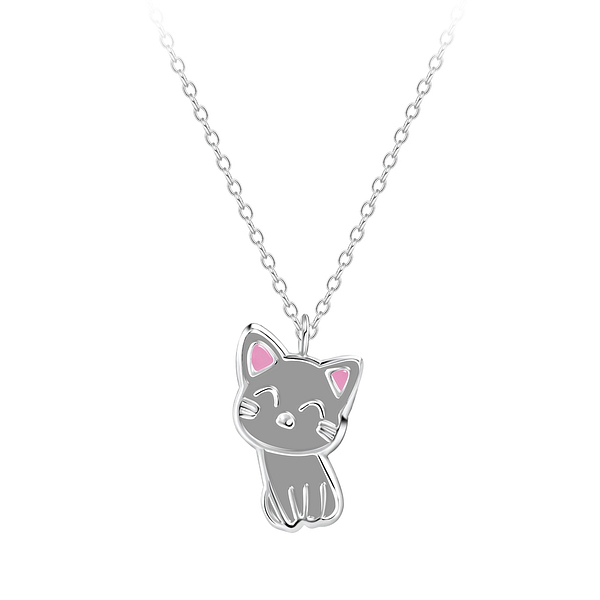 Wholesale Sterling Silver Cat Necklace - JD7557