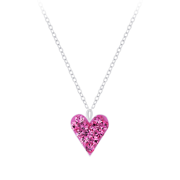Wholesale Sterling Silver Heart Crystal Necklace - JD7197