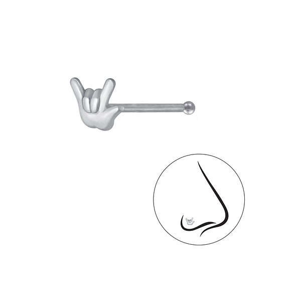 Wholesale Sterling Silver I Love You Nose Stud With Ball - JD3250