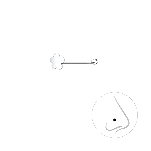 Wholesale Sterling Silver Flower Nose Stud With Ball - JD7581