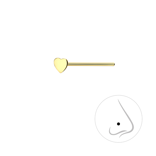 Wholesale Sterling Silver Heart Nose Stud - JD9530