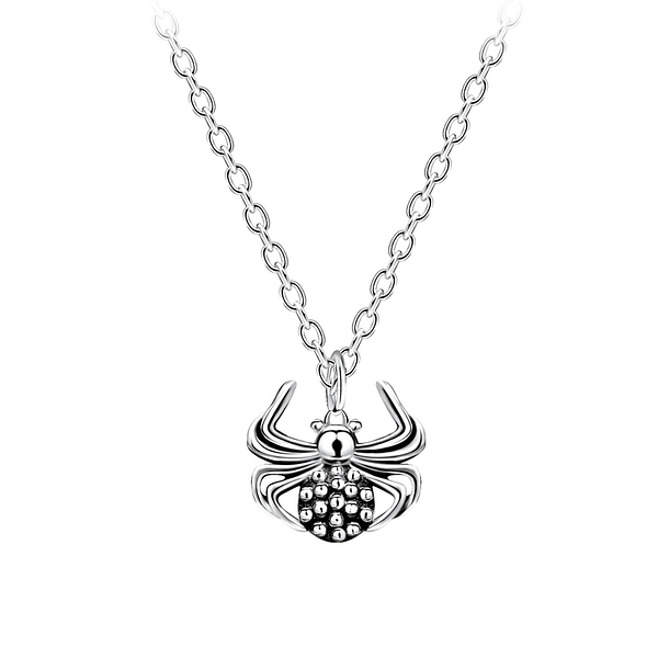 Wholesale Sterling Silver Spider Necklace - JD10482