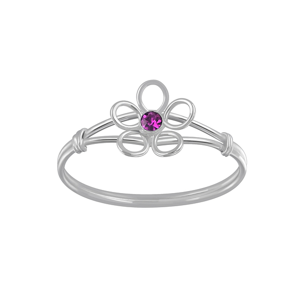Wholesale Sterling Silver Flower Crystal Ring - JD3583