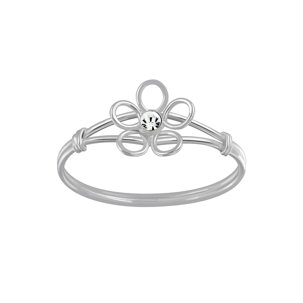 Wholesale Sterling Silver Flower Crystal Ring - JD3581