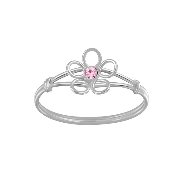Wholesale Sterling Silver Flower Crystal Ring - JD3582