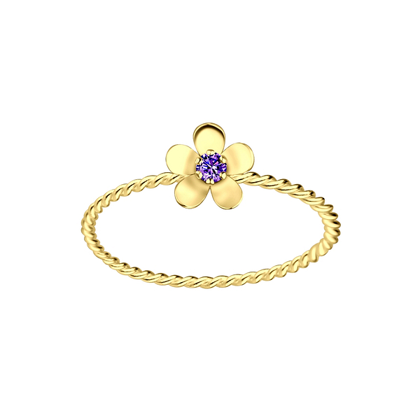 Wholesale Sterling Silver Flower Cubic Zirconia Ring - JD4298
