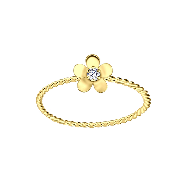 Wholesale Sterling Silver Flower Cubic Zirconia Ring - JD4296