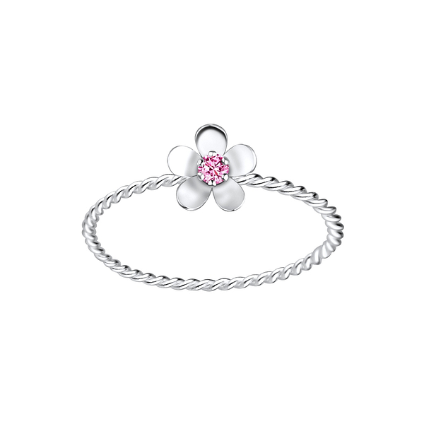Wholesale Sterling Silver Flower Cubic Zirconia Ring - JD4302