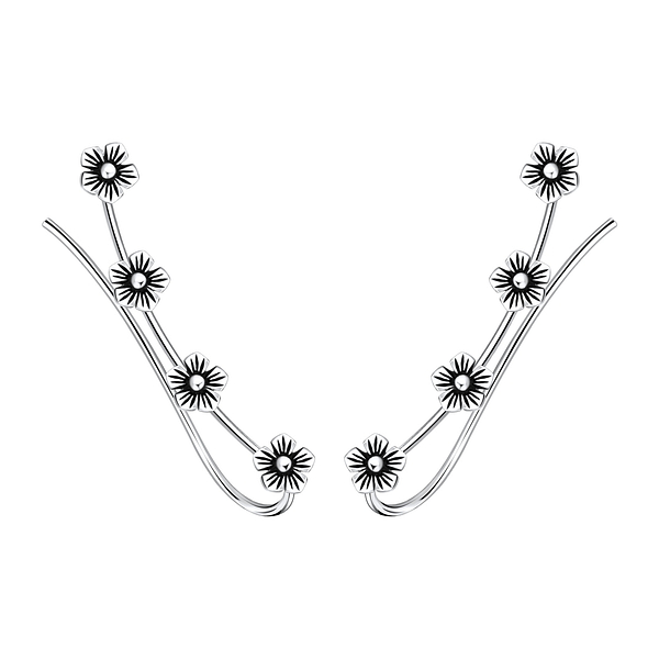 Wholesale Sterling Silver Flower Ear Climbers - JD2787