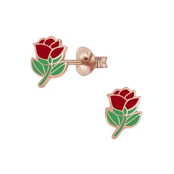 Wholesale Sterling Silver Rose Ear Studs - JD5906