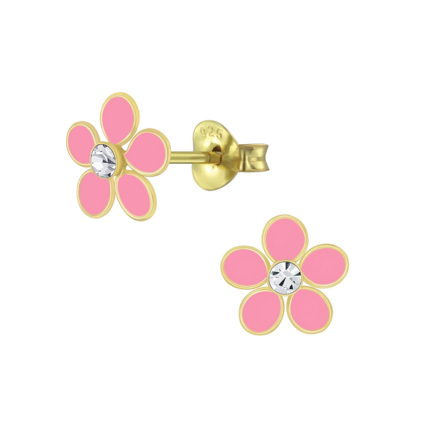 Wholesale Sterling Silver Flower Crystal Ear Studs - JD4607