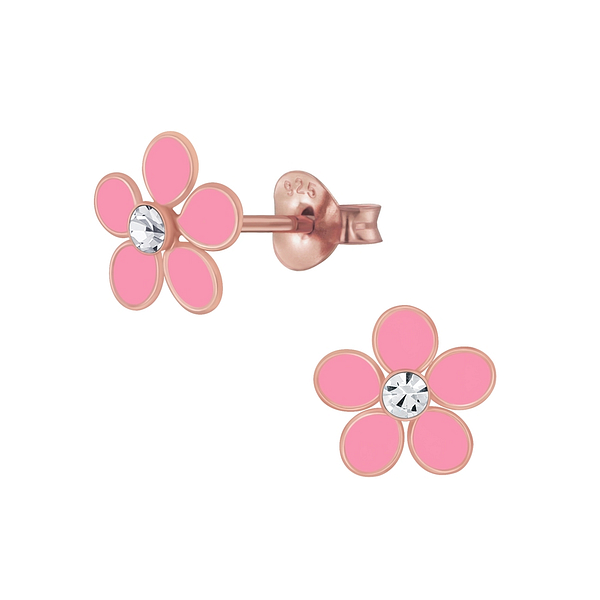 Wholesale Sterling Silver Flower Crystal Ear Studs - JD4608