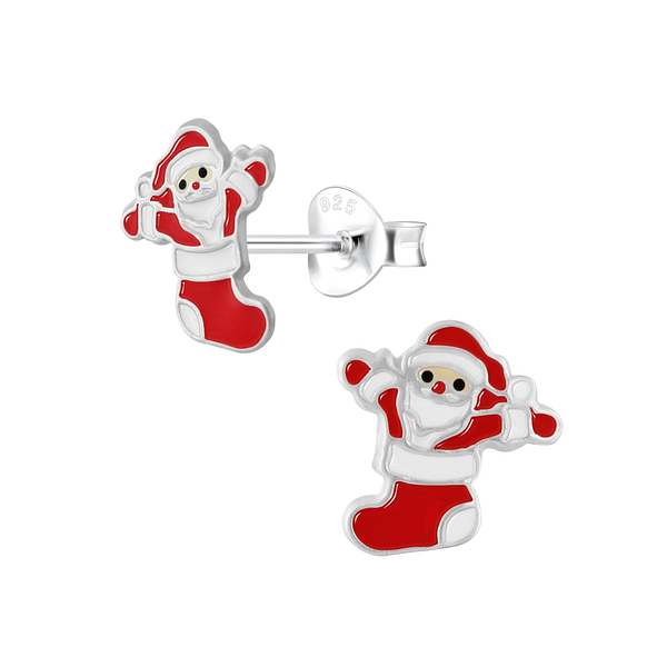 Wholesale Sterling Silver Santa Ear Studs - JD2701
