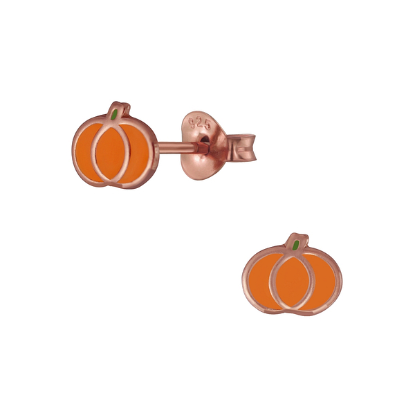 Wholesale Sterling Silver Pumpkin Ear Studs - JD3997