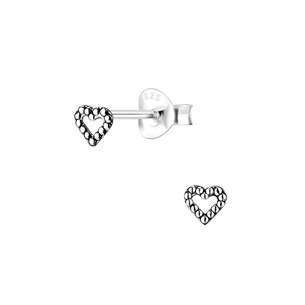 Wholesale Sterling Silver Heart Ear Studs - JD4349