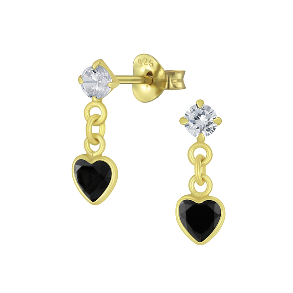Wholesale Sterling Silver Heart Cubic Zirconia Drop Ear Studs - JD5080