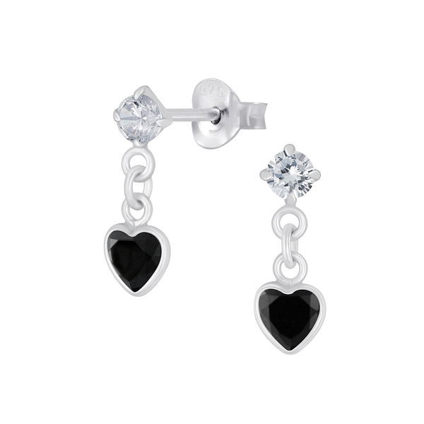 Wholesale Sterling Silver Heart Cubic Zirconia Drop Ear Studs - JD5082