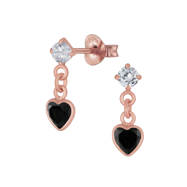 Wholesale Sterling Silver Heart Cubic Zirconia Drop Ear Studs - JD5088
