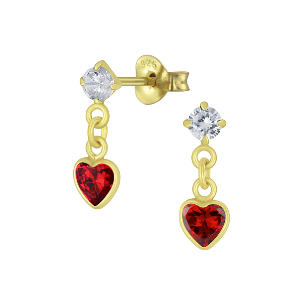 Wholesale Sterling Silver Heart Cubic Zirconia Drop Ear Studs - JD5077