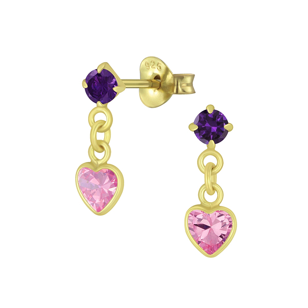 Wholesale Sterling Silver Heart Cubic Zirconia Drop Ear Studs - JD5078