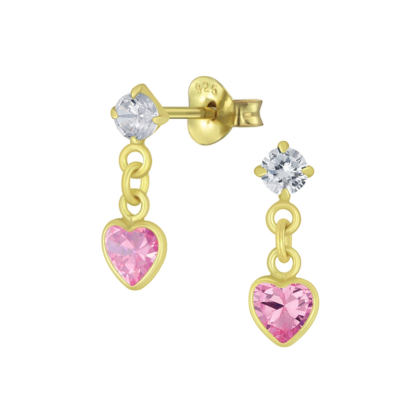 Wholesale Sterling Silver Heart Cubic Zirconia Drop Ear Studs - JD5079