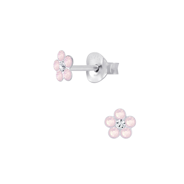 Wholesale Sterling Silver Crystal Flower Ear Studs - JD6072